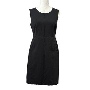 Lands End Modern Minimalist Black Chic Sleeveless Midi Classy Dress Womens Sz10